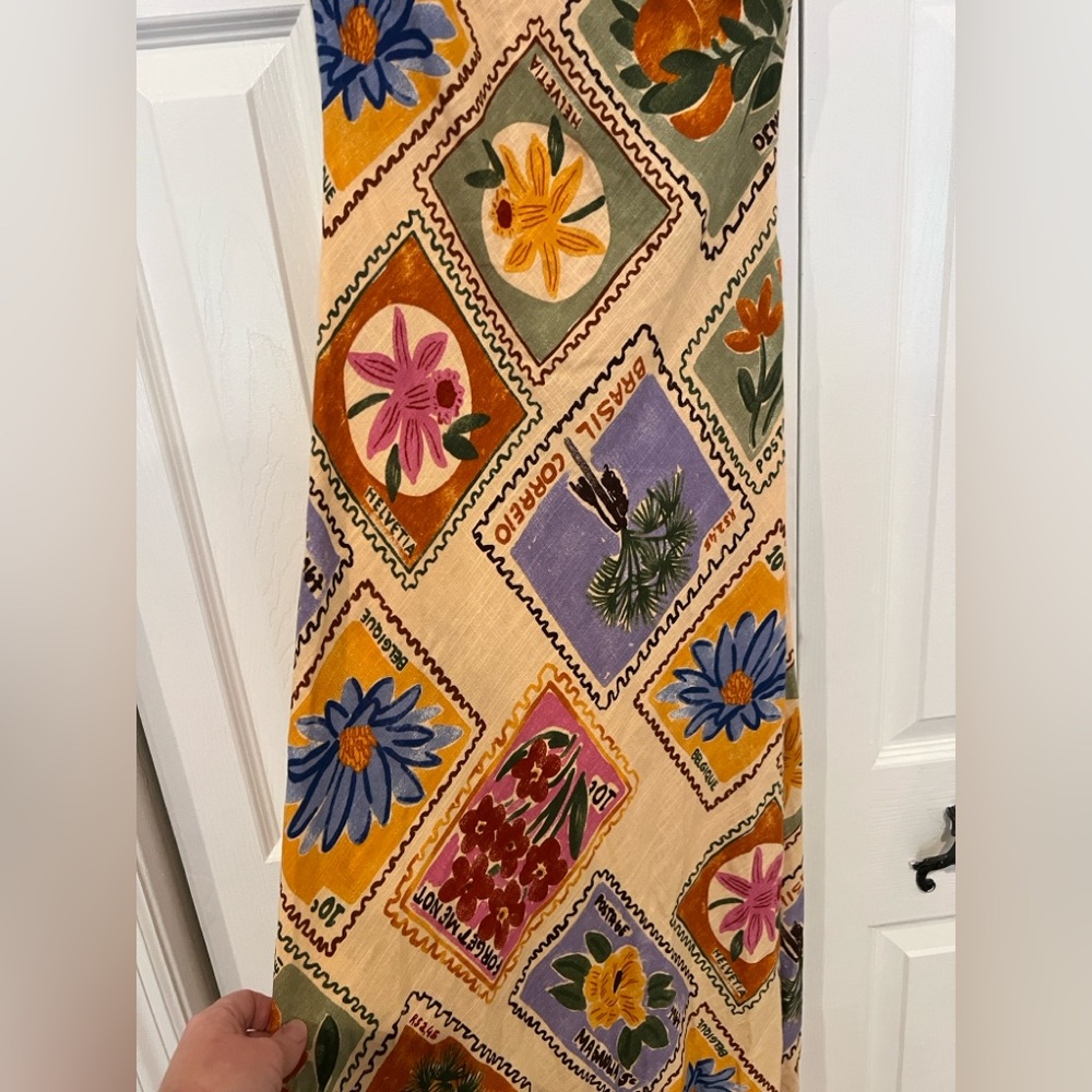 Paper heart Maxi Dress linen blend - stamps pattern - Picture 3 of 11